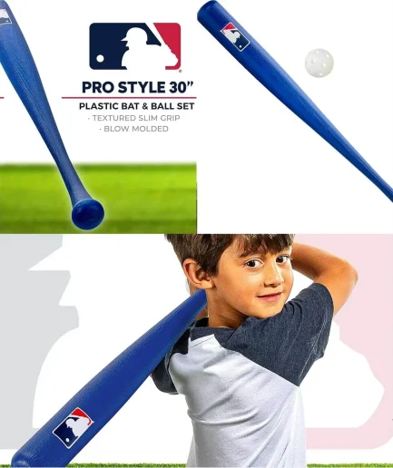 Franklin Sports Plastic Baseball Bat and Ball Set - MLB Kids Plastic Bats